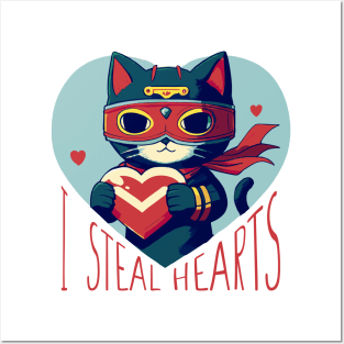 CAT SUPERHERO WITH HEART Posters and Art